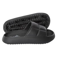 ladies orange quilted puff slide sandals