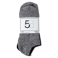 ladies marled soft ankle socks 5-pack, gray, black, white