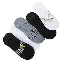ladies no-show socks 5-pack - happy