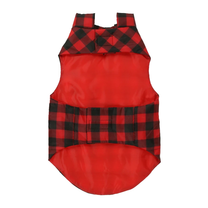 red plaid dog jacket