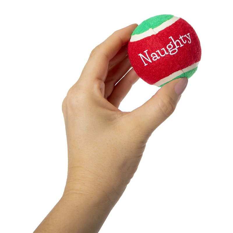 holiday tennis ball fetch dog toy 3-pack