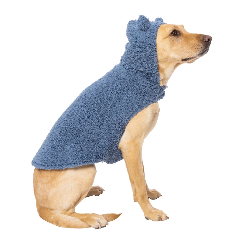blue sherpa pet hoodie