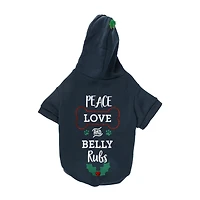 'peace love & belly rubs’ large dog holiday pet hoodie