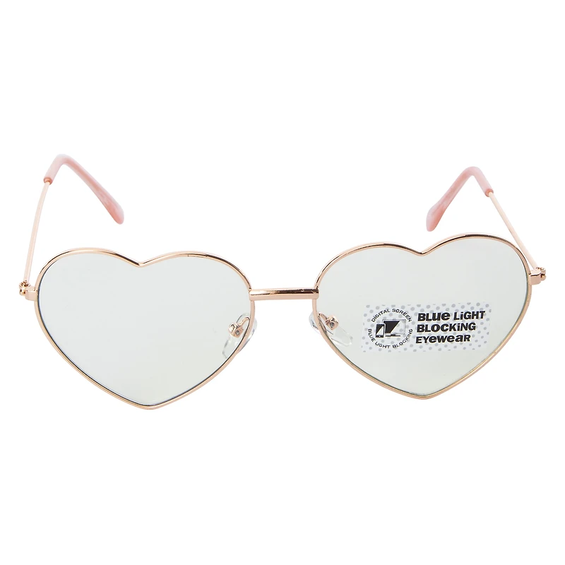 ladies wire heart blue light blocking glasses