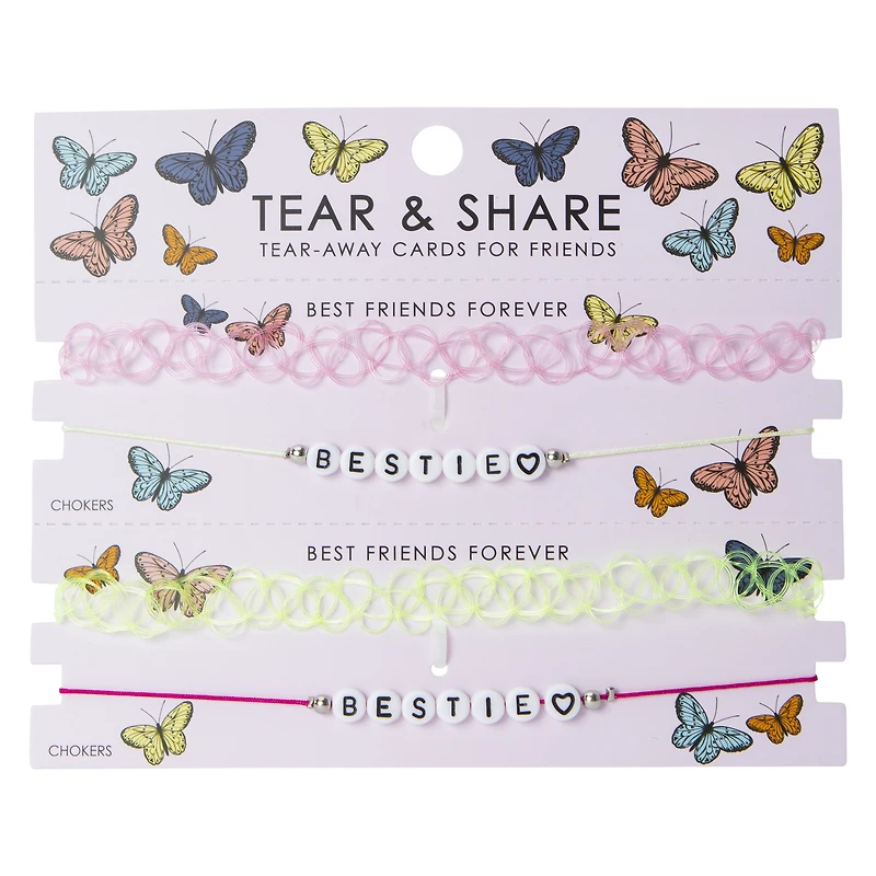 tear & share friendship choker necklaces 4-pack