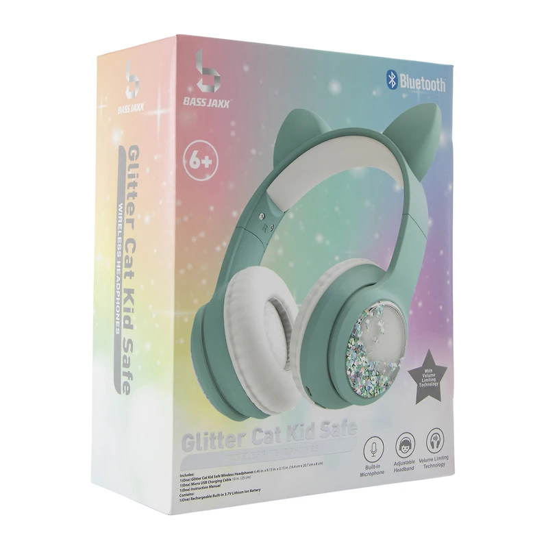 glitter cat liquid kid-safe bluetooth® headphones with mic