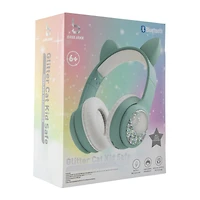 glitter cat liquid kid-safe bluetooth® headphones with mic
