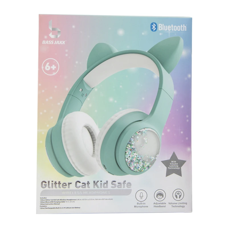 glitter cat liquid kid-safe bluetooth® headphones with mic