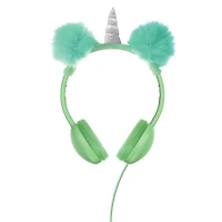 unicorn pom kid-safe wired headphones