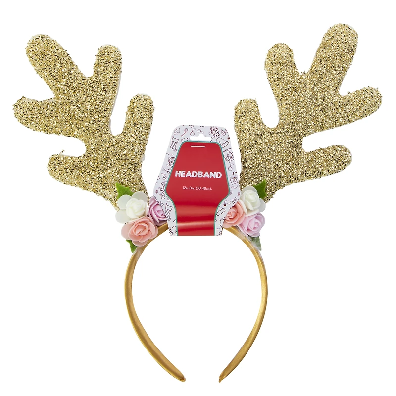 holiday reindeer antler headband 12in