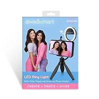 exclusive Dixie & Charli LED ring light w/ table tripod universal phone holder