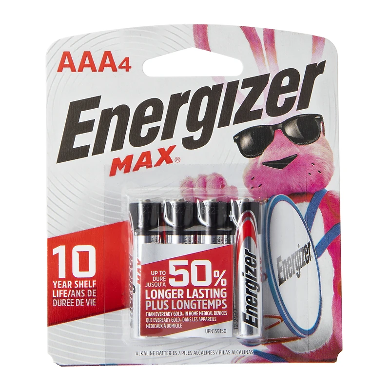 energizer max® AAA batteries 4-pack