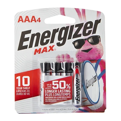 energizer max® AAA batteries 4-pack