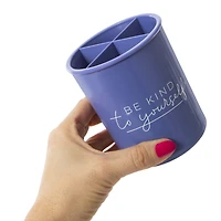 makeup brush holder with storage compartments