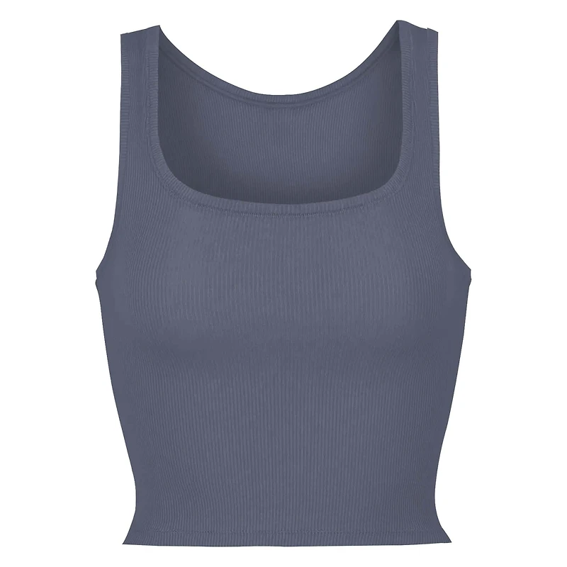 juniors gray seamless square neck tank top