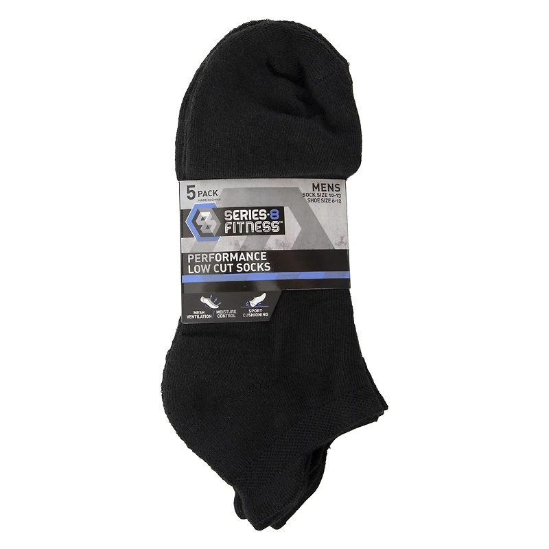 Series 8 Fitness™ Mens Low Cut Performance Socks 5-Pack - Black
