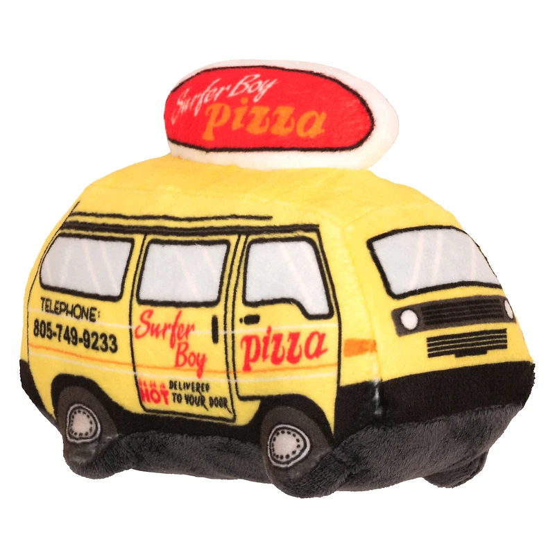 stranger things™ surfer boy pizza van plush squeaker dog toy