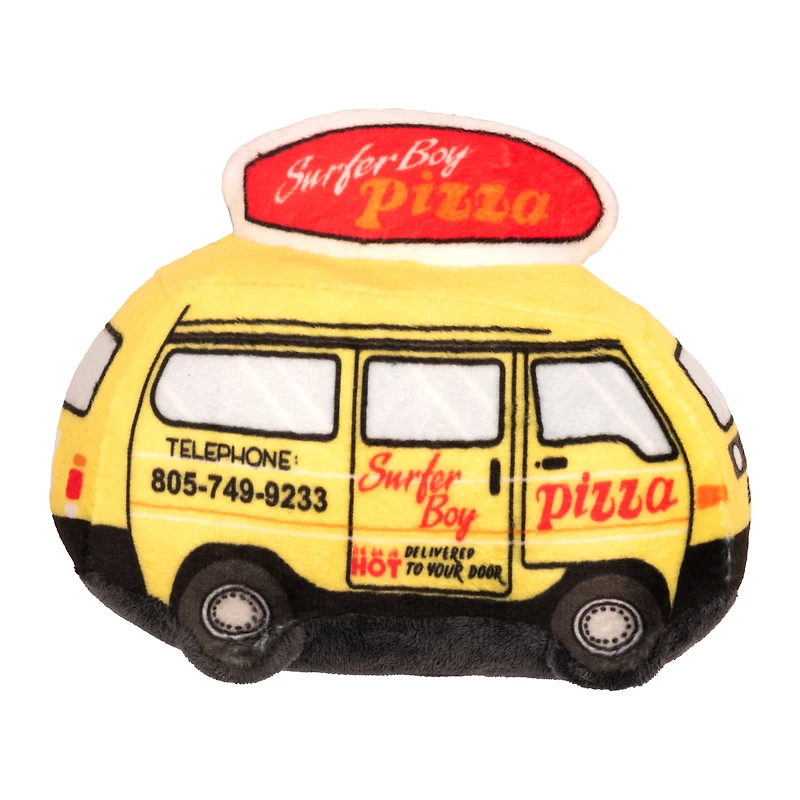 stranger things™ surfer boy pizza van plush squeaker dog toy