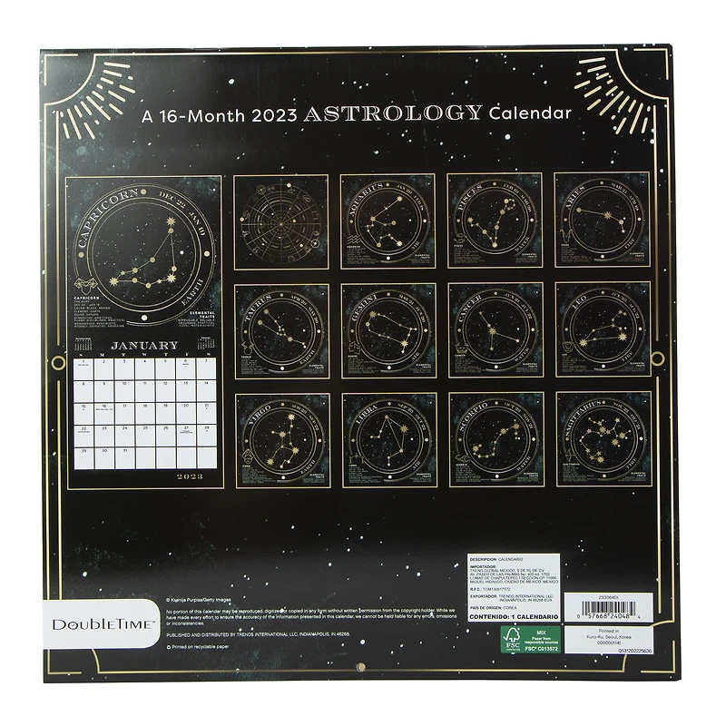 astrology 16-month 2023 wall calendar