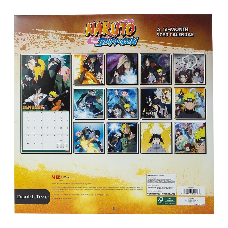 naruto 16-month 2023 wall calendar