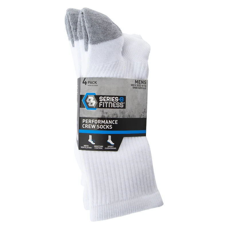 series 8 fitness™ mens performance crew socks 4-pack
