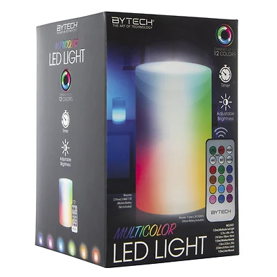 color-change LED cylinder light with remote 5.7in