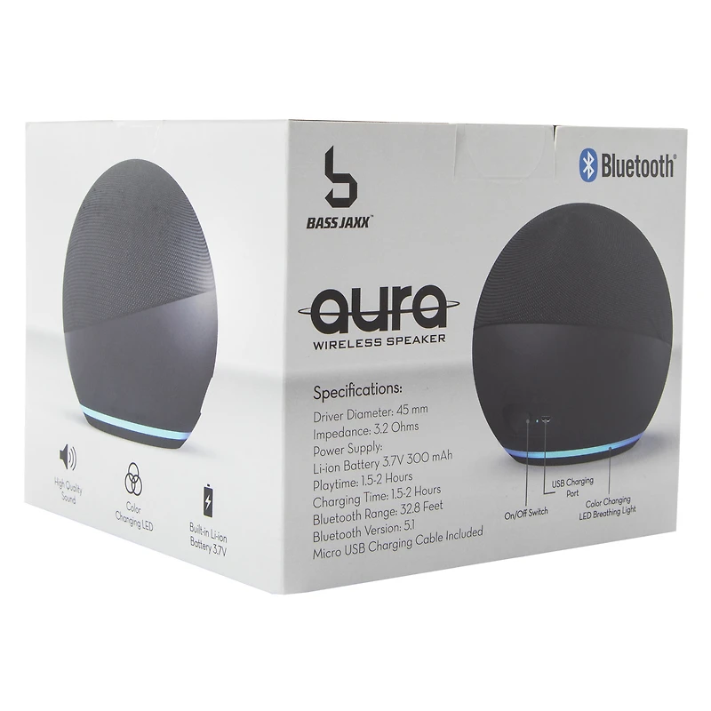 aura round LED wireless bluetooth® speaker