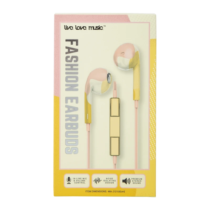 noise-isolating wired fashion earbuds with mic