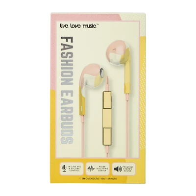 noise-isolating wired fashion earbuds with mic