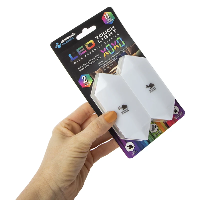 Multi-Color Long Hexagon Touch-Activated LED Lights 2-Pack