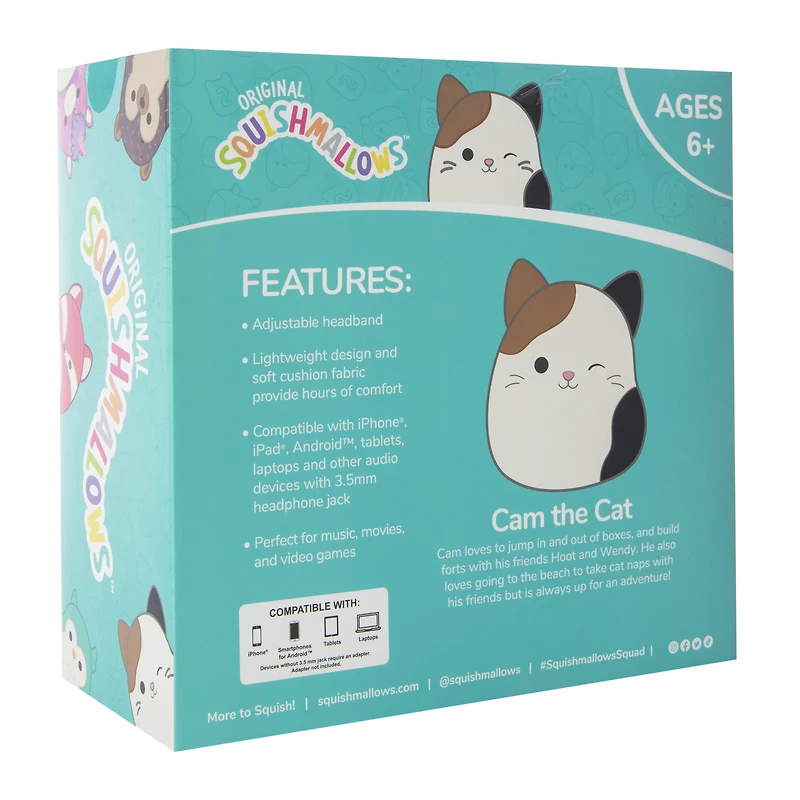 squishmallows™ plush wired headphones - dominic the dragon