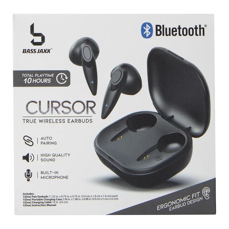 ergonomic bluetooth® earbuds with mic & charging case