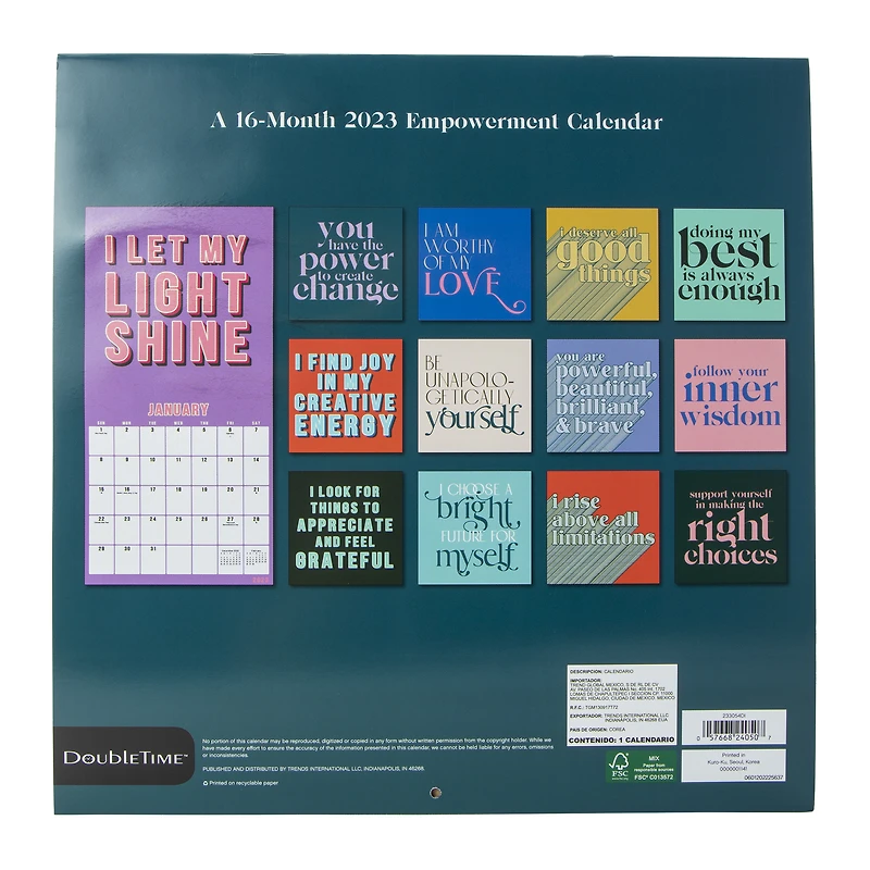 empowerment 16-month 2023 wall calendar