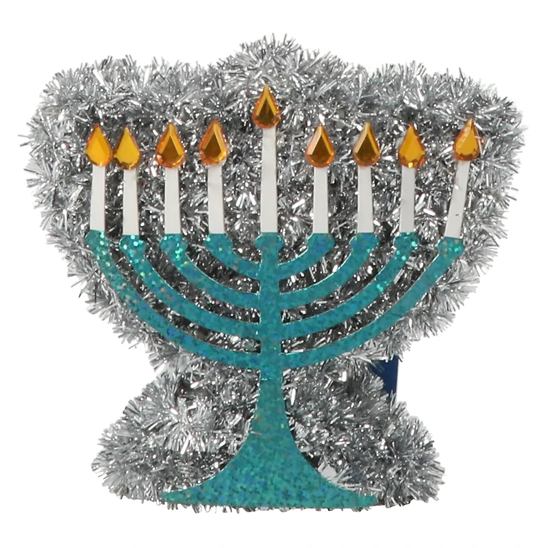 hanukkah tinsel menorah 5.25in