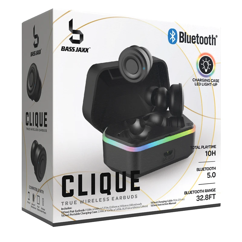 bluetooth® clique earbuds with LED case