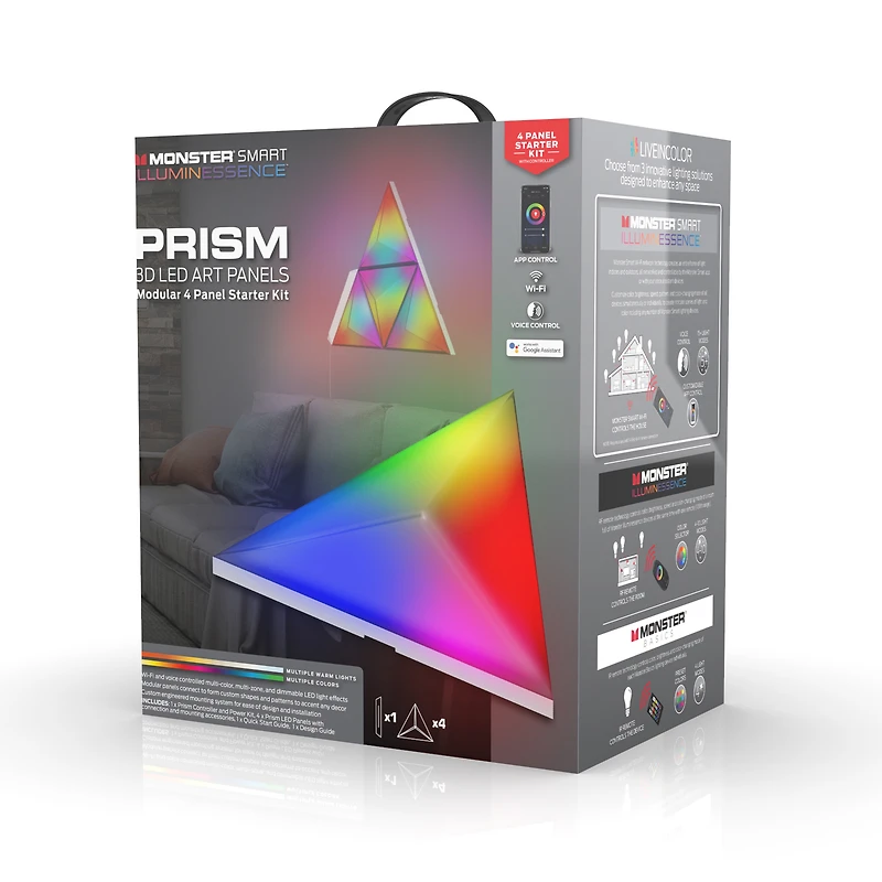 monster smart illuminessence prism 3D LED art panels 4-pack