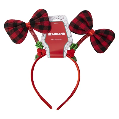 plaid bow christmas headband