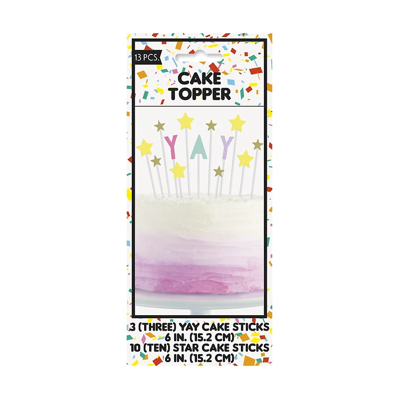 pastel 'yay' cake topper decoration