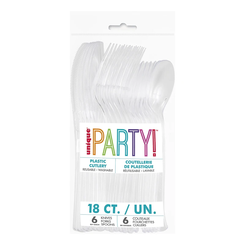 clear plastic cutlery 18-count set