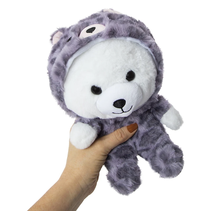 hooded stuffed bear plush 9in
