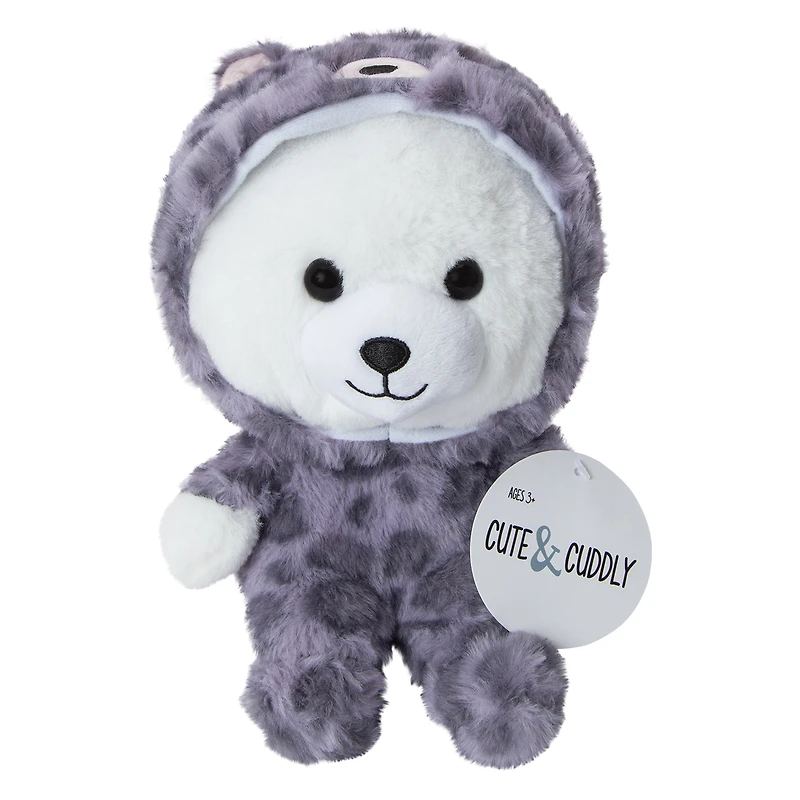 hooded stuffed bear plush 9in
