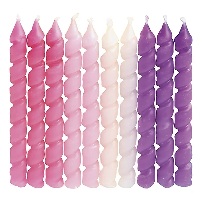 Spiral Birthday Candles 10-Count - Pink/Purple