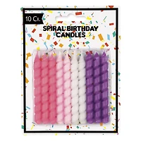Spiral Birthday Candles 10-Count - Pink/Purple
