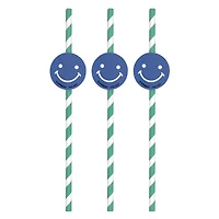 happy face paper straws 6-count