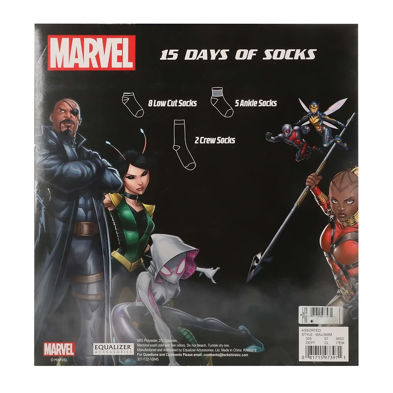 kid's Marvel 15 days of socks advent calendar