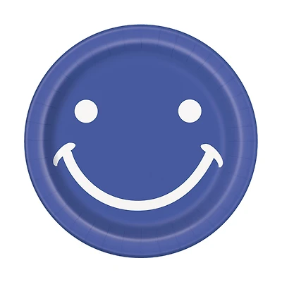 9in happy face paper dinner plates 8-count
