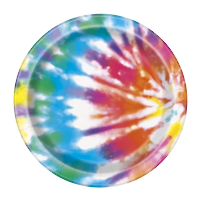 7in tie dye paper dessert plates 8-count