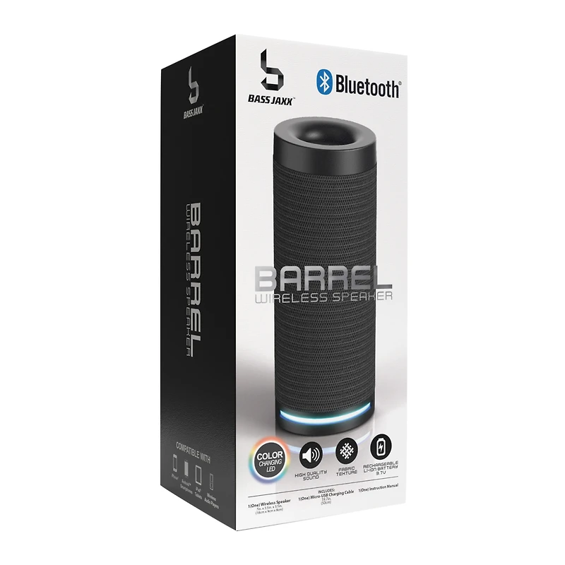 Barrel Color Changing LED Bluetooth® Cylinder Speaker