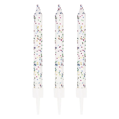 white glitter birthday candles 10-count