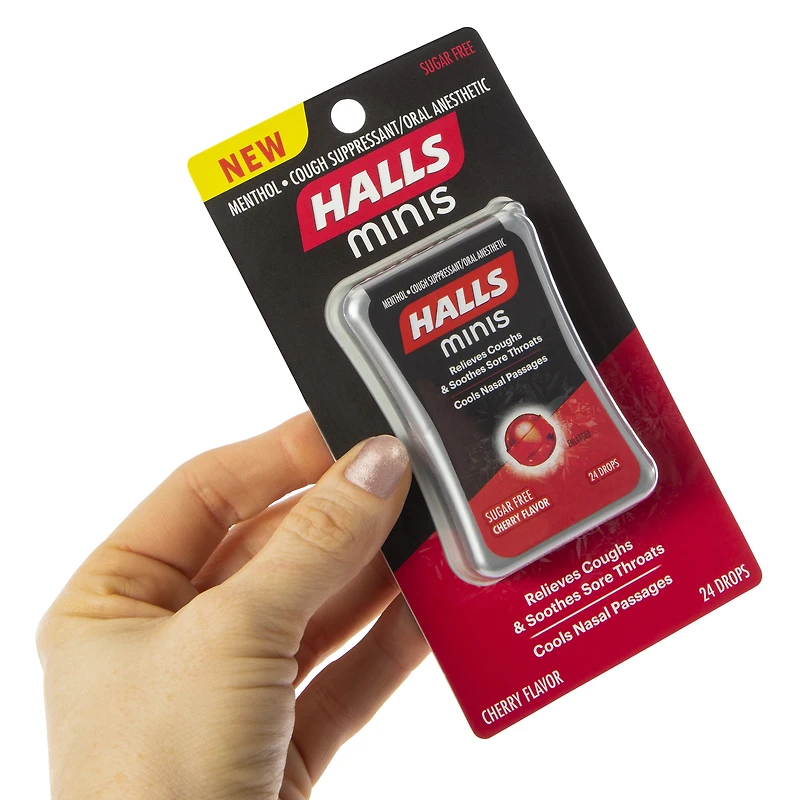 halls® minis cherry sugar-free cough suppressant 24-count